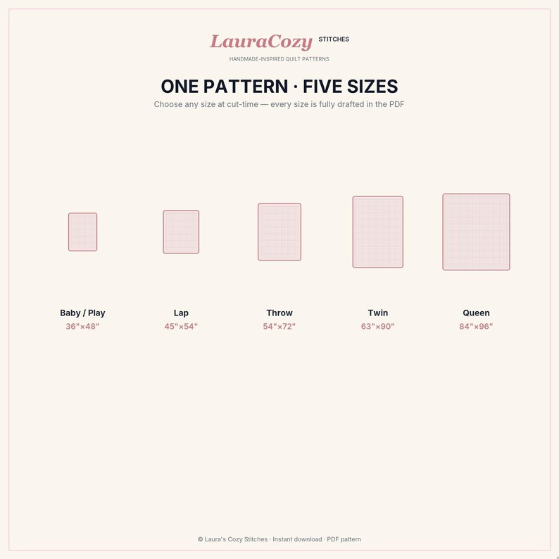 Heirloom Triangle Throw Quilt Pattern PDF - 5-Size Pack - Earth-Tone Triangles - Instant Download image 3
