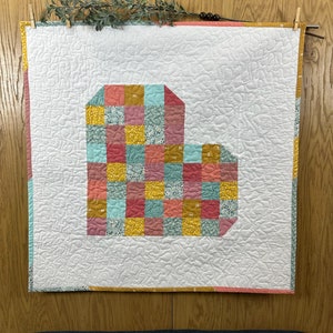 Heart Pattern Baby Quilt - Handmade Baby Blanket - Traditional Baby Quilt - Baby Shower Gift - Baby Gift - Baby Shower - Free Quilted Bear