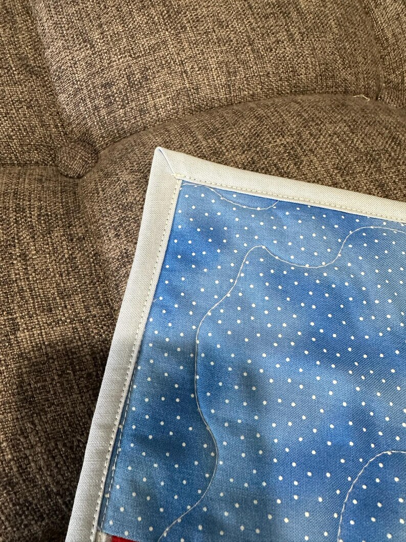 Transportation Toddler Quilt: Yellow Blue Cotton Bedroom Blanket, 44.5x40 image 5