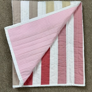 Strip Pattern Baby Quilt - Handmade Baby Blanket - Traditional Baby Quilt - Baby Shower Gift - Baby Gift - Baby Shower - Free Quilt Bear