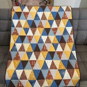 Heirloom Triangle Throw Quilt Pattern PDF - 5-Size Pack - Earth-Tone Triangles - Instant Download image 1