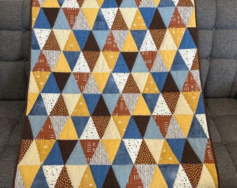 Heirloom Triangle Throw Quilt Pattern PDF - 5-Size Pack - Earth-Tone Triangles - Instant Download