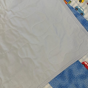 Transportation Toddler Quilt: Yellow Blue Cotton Bedroom Blanket, 44.5x40 image 4
