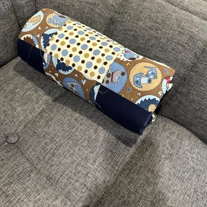Manta para cuna de bebé con diseño de cachorro: Manta de algodón azul marino, marrón y crema para cuna. imagen 10