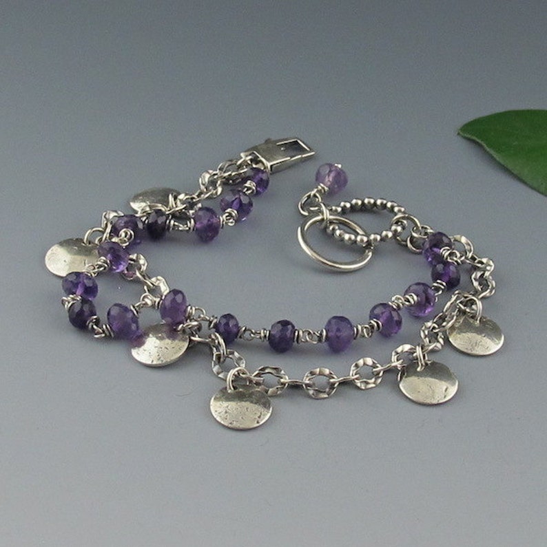 RESERVED Rustic Sterling Silver Purple Carnival Bracelet | Etsy