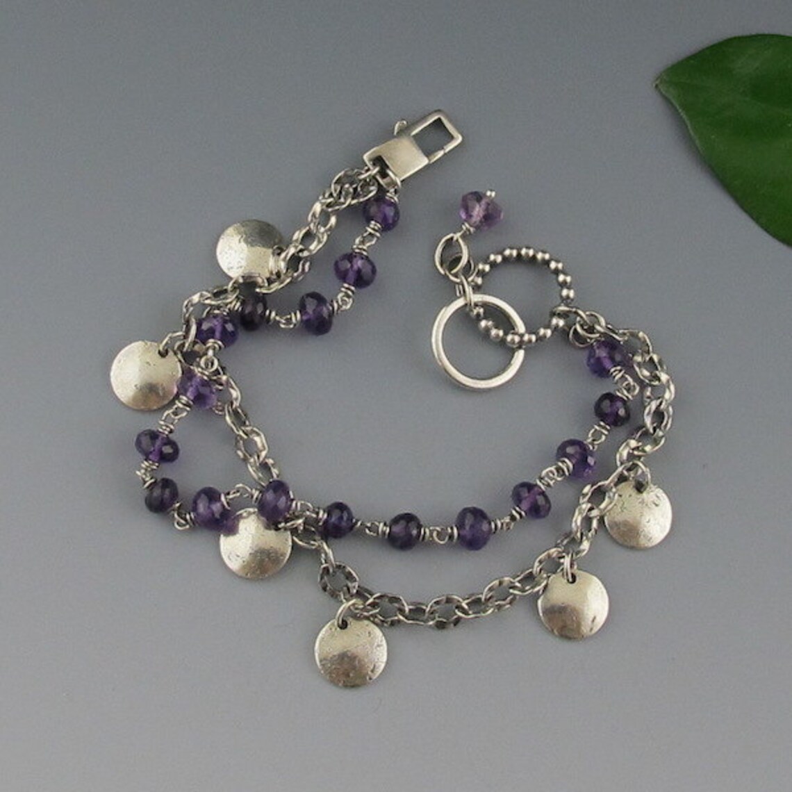 RESERVED Rustic Sterling Silver Purple Carnival Bracelet Etsy