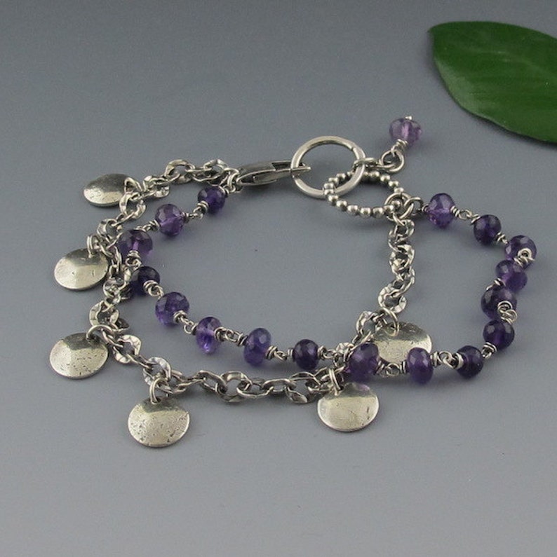 RESERVED Rustic Sterling Silver Purple Carnival Bracelet | Etsy