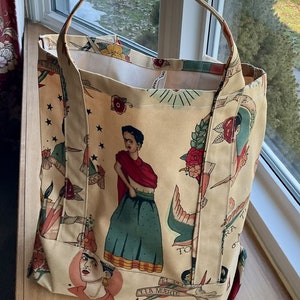 Handmade Reusable Market Bag Tote Bag, Frida Kahlo, Alexander Henry image 3