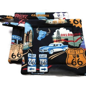 Quilted Pot Holders, Route 66, set of 2, Black Alexander Henry image 2