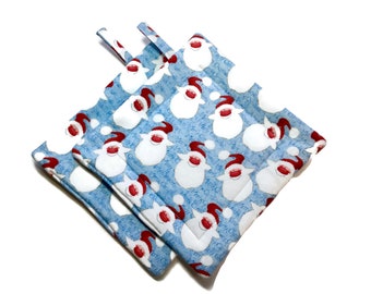 Quilted Pot Holders Christmas set of 2 Santa Claus