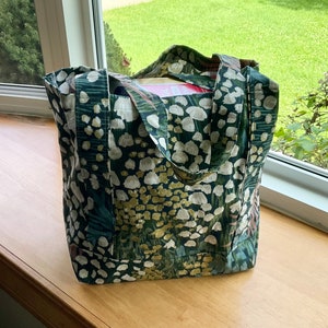 Handmade Reusable Market Bag Tote Bag Blue Floral