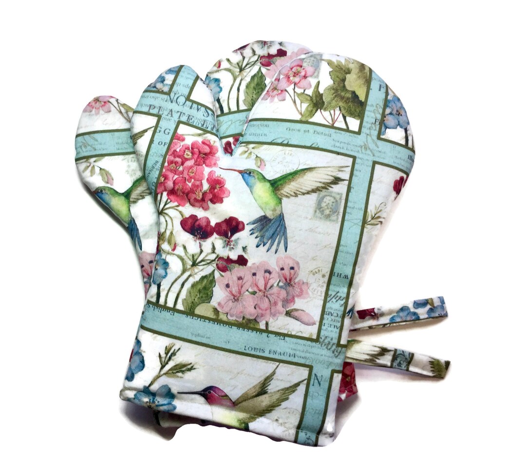 Topflappen Mit Tasche 2er Set - Hitzebeständige Eule & Blumen Design 20,3cm