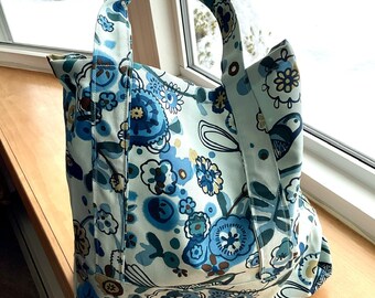 Handmade Reusable Market Bag Tote Bag Bluebirds