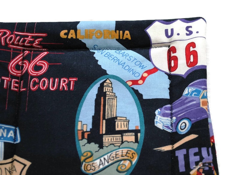 Quilted Pot Holders, Route 66, set of 2, Black Alexander Henry image 4