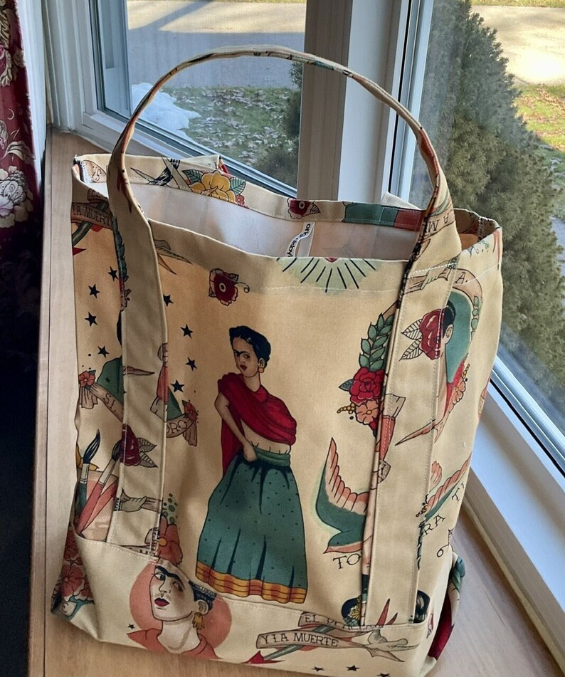 Handmade Reusable Market Bag Tote Bag, Frida Kahlo, Alexander Henry image 3