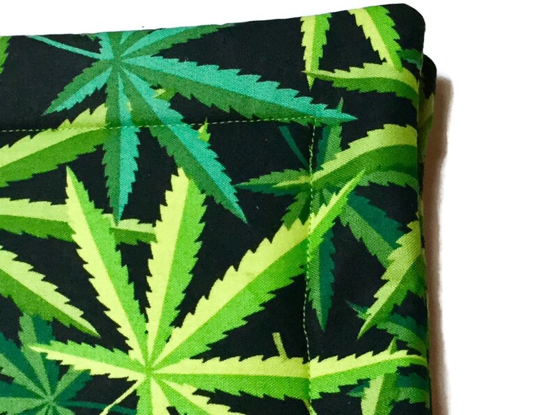 Quilted Pot Holders Marijuana Pot Leaves Black Green 420 Etsy