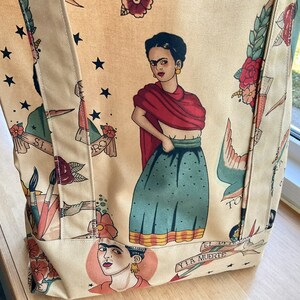 Handmade Reusable Market Bag Tote Bag, Frida Kahlo, Alexander Henry image 4