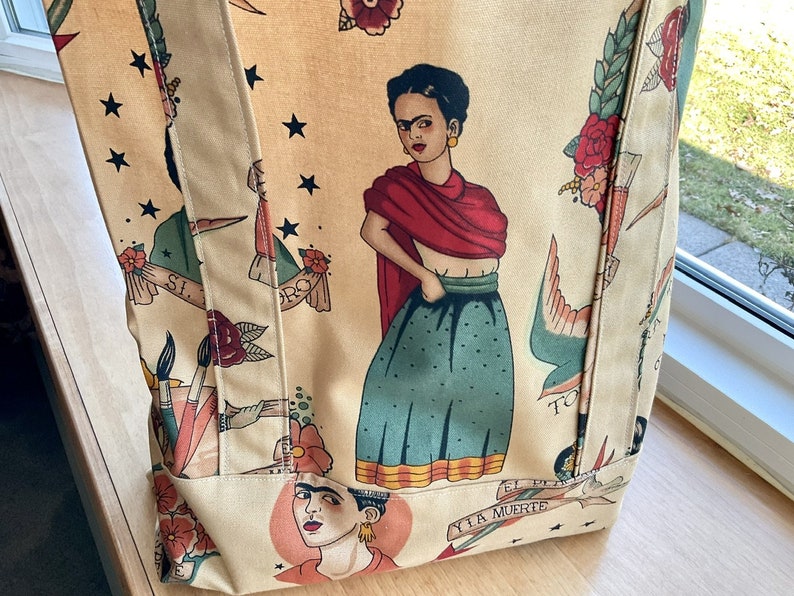 Handmade Reusable Market Bag Tote Bag, Frida Kahlo, Alexander Henry image 4