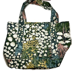 Handmade Reusable Market Bag Tote Bag Blue Floral image 2