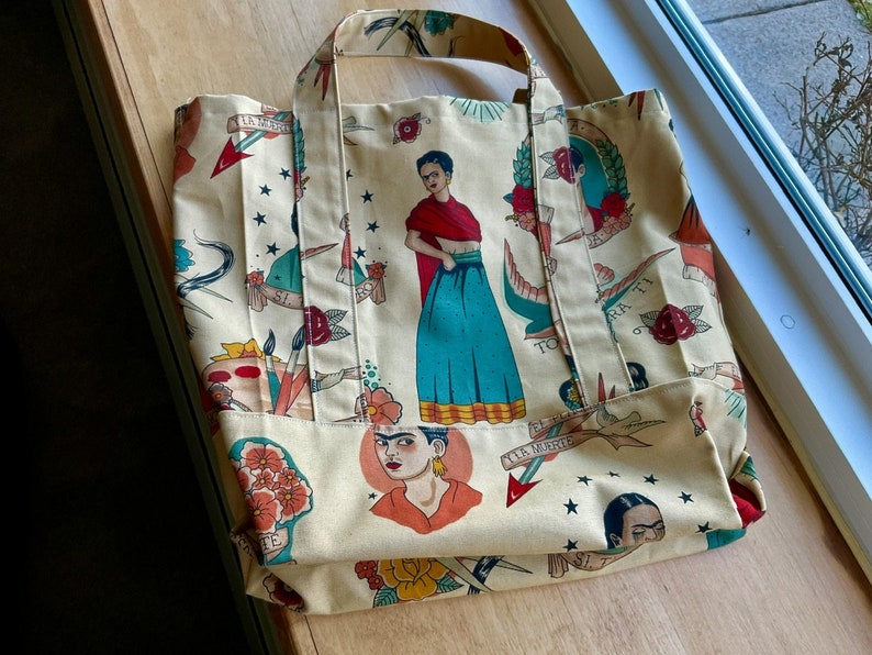 Handmade Reusable Market Bag Tote Bag, Frida Kahlo, Alexander Henry image 8