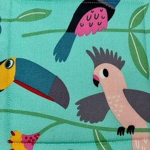 Quilted Pot Holders Tropical Birds , set of 2, Alexander Henry, Green image 6