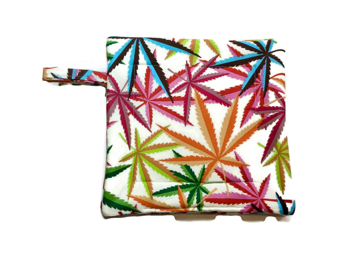 Quilted Pot Holders Marijuana Pot Leaves Multicolored 420 Etsy