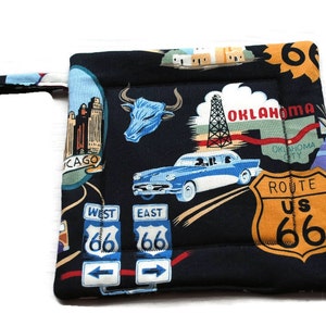 Quilted Pot Holders, Route 66, set of 2, Black Alexander Henry image 3