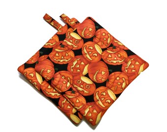Quilted Pot Holders Set of 2  jack-o-lanterns Alexander Henry