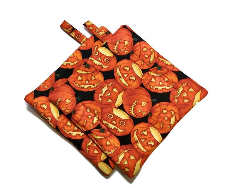 Quilted Pot Holders Set of 2 jack-o-lanterns Alexander Henry