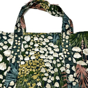 Handmade Reusable Market Bag Tote Bag Blue Floral image 3