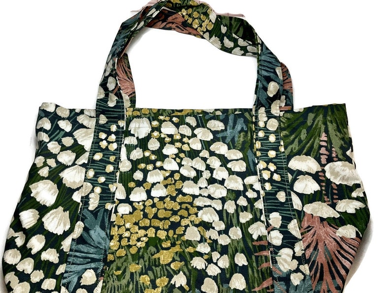 Handmade Reusable Market Bag Tote Bag Blue Floral image 3