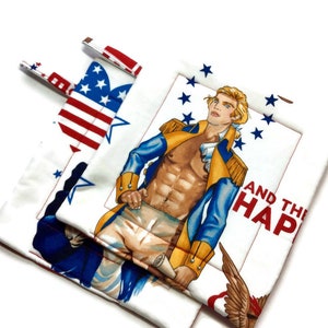 Quilted Pot holders, Set of 2, Hot Men Pinups, Patriotic, Red, White & Blue Uncle Sam Soldiers image 1