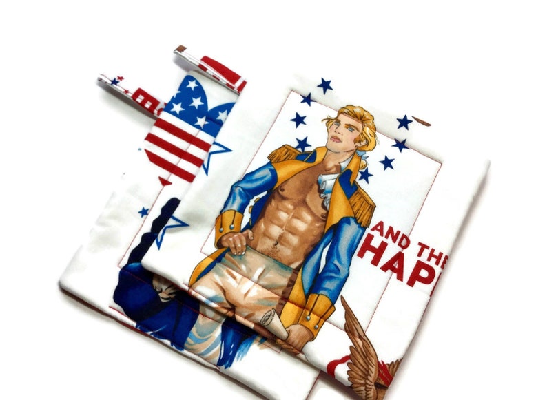 Quilted Pot holders, Set of 2, Hot Men Pinups, Patriotic, Red, White & Blue Uncle Sam Soldiers image 1