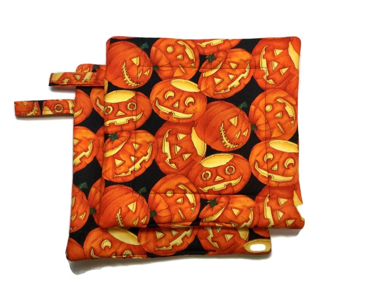 Quilted Pot Holders Set of 2 jack-o-lanterns Alexander Henry