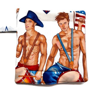 Quilted Pot holders, Set of 2, Hot Men Pinups, Patriotic, Red, White & Blue Uncle Sam Soldiers image 4