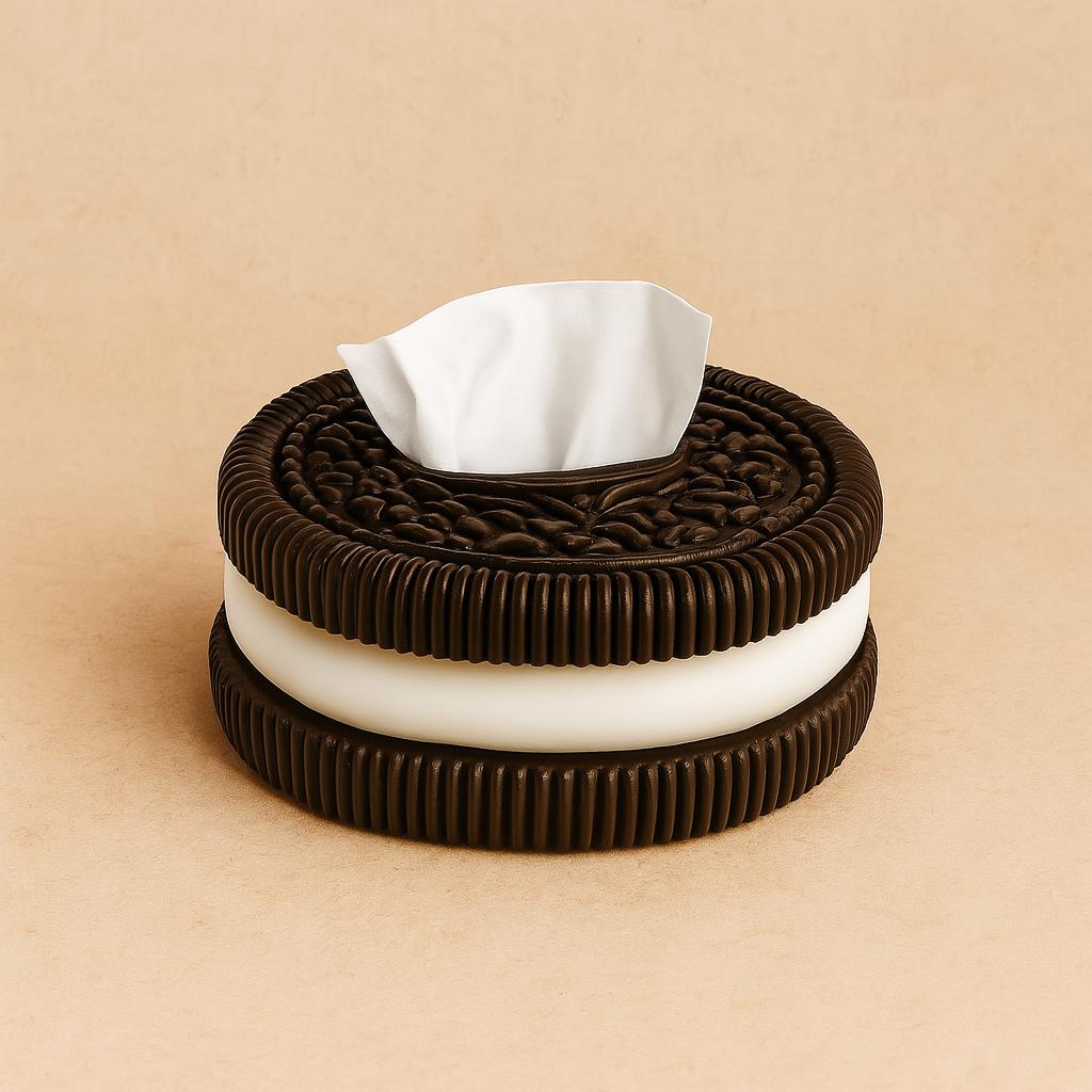 Tissue Box Cover Oreo Style – Unique Tissue Holder for Bathroom or Kitchen, Cute Home Decor Gift, Cookie Shaped Dispenser