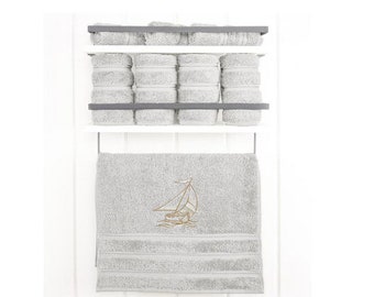 Embroidered Sailboat Hand Towel