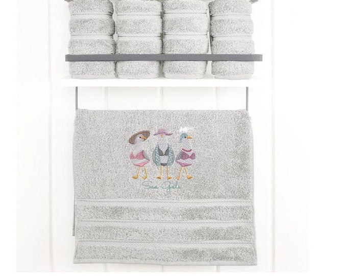 Embroidered Sea Gals Hand Towel