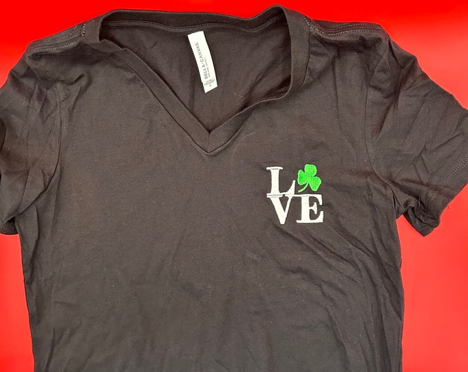 Embroidered Irish LOVE V-Neck T-Shirt
