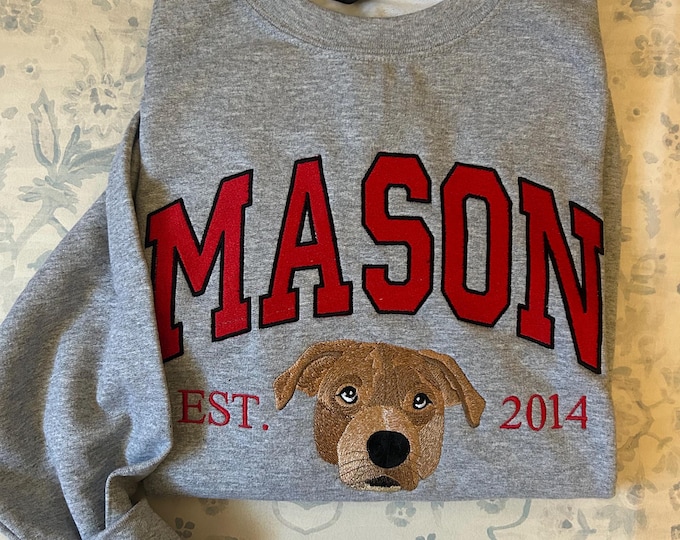 CUSTOM: Personalized Embroidered Pet Sweatshirt - with Name and EST