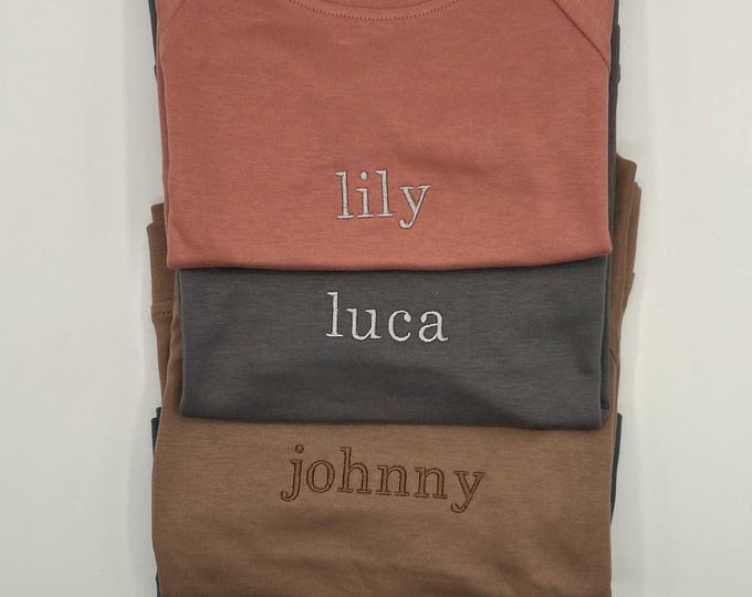 Custom Name Lightweight Embroidered Crew Neck - Embroidery Personalized Infant/Toddler Soft Long Sleeve Shirt