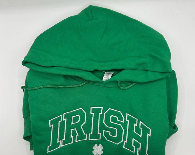 Embroidered IRISH with shamrock Hooded Sweatshirt