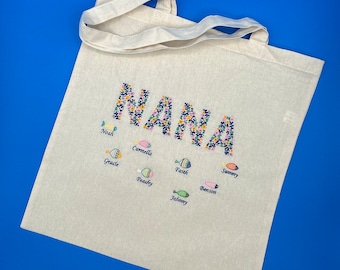 Personalized NANA Tote Bag with grandkids (fish)
