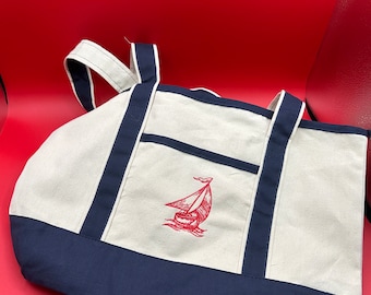 Sailboat Canvas Deluxe Tote