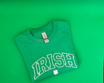 Embroidered IRISH with shamrock Crew Neck T-Shirt