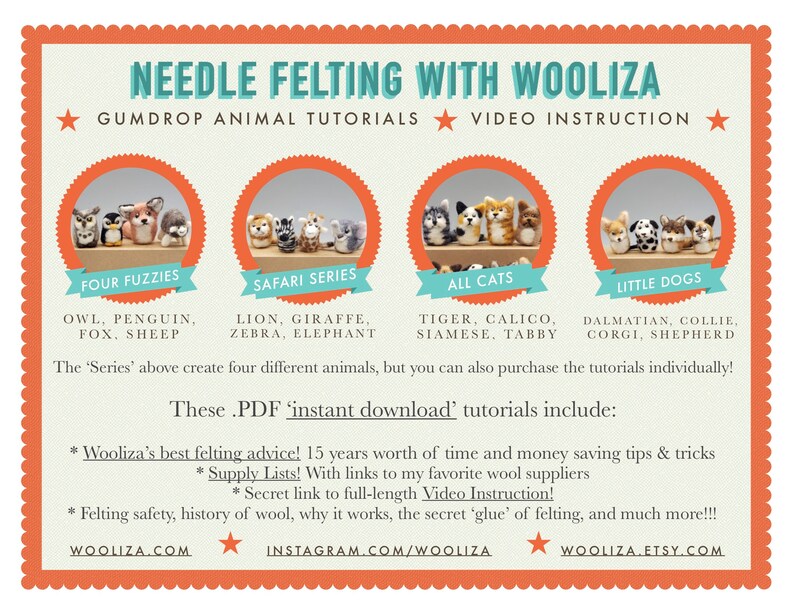 Little Red Foxes Needle Felting Tutorial Gumdrop Miniatures by WOOLIZA PDF Instant Download Video Instruction Beginner Level image 2