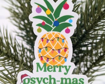 Funny Psychic Detective Christmas Sticker | Laptop Decal | Pineapple Lover