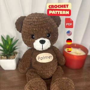 Teddy Bär Häkelanleitung: Plüsch Amigurumi Spielzeug PDF Anleitung Valentinstag