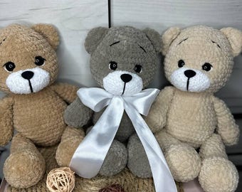Amigurumi-nalleksak, virkad björnplysch, babyshowerpresent, stickad nalle, plyschleksaker, virkade björnar, present till småbarn