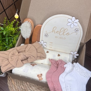 Newborn Gift Box, New Mom Gift, Baby Shower Keepsake, Welcome to the world